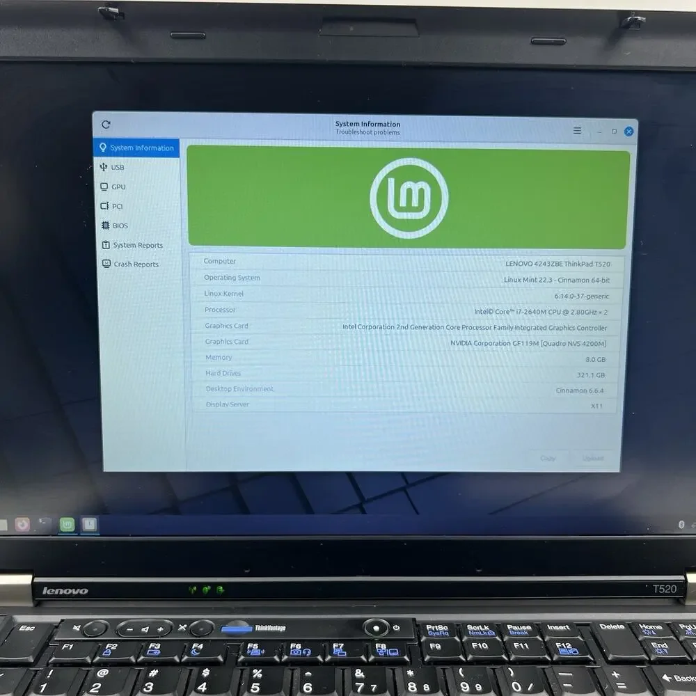 Lenovo ThinkPad T520 Intel i7-2640M 8GB 320GB HDD Linux Mint OS w/ Charger|ELP99